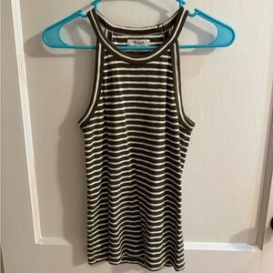 Madewell Brown and White Striped Top